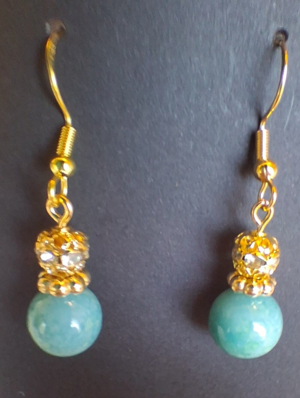Hand Crafted Faux Turquoise and Gold Drop Earrings - Women Jewelry